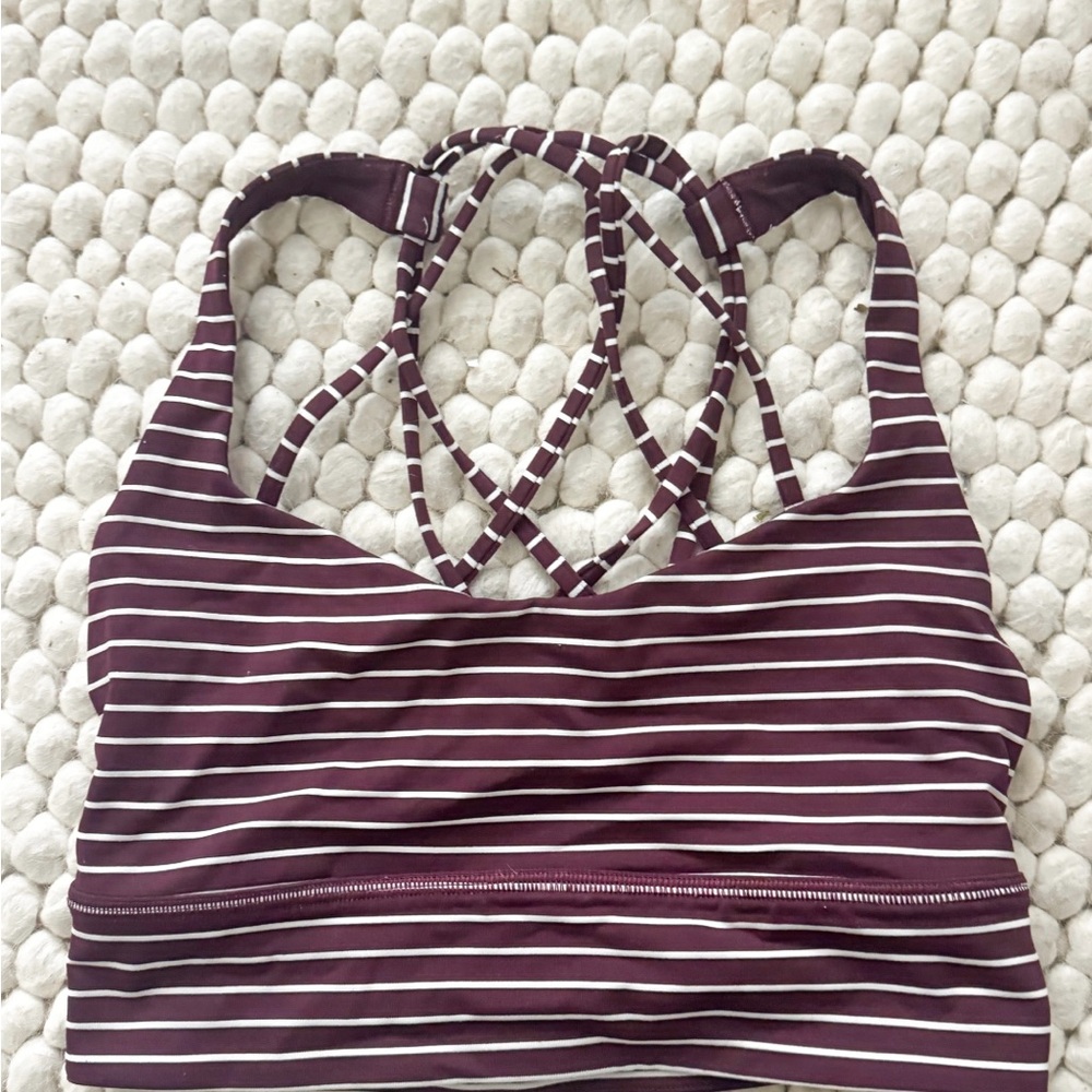 Striped Purple and White Sports Bra